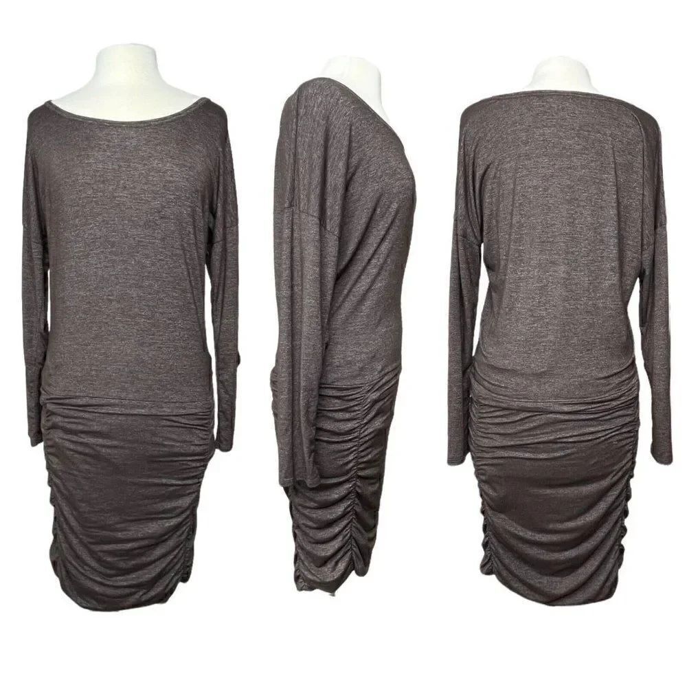 Athleta Ruched Tulip Dress Heather Brown